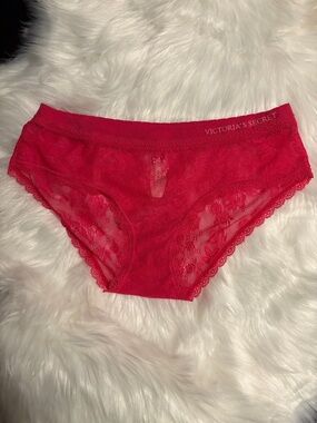 NWT Victoria's Secret Hot Pink Lace Bikini hiphugger Panty L